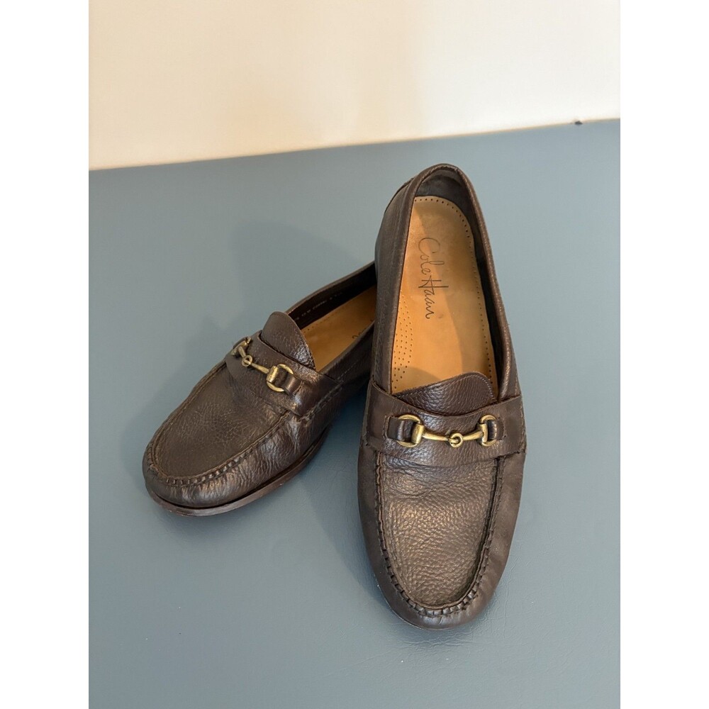 Cole Haan Men's Pebble Grain Leather Brown Horsebit Loafers Brown Size 10 M